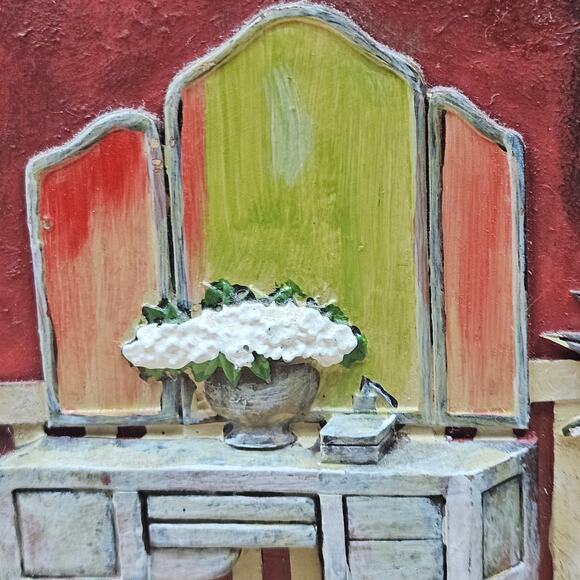 Vintage 3D Dressing Room Tile C. Winterle Olson, Bedroom/Bathroom wall art tile - Picture 2 of 8